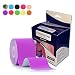 Produktbild GROENOX - 5m Kinesiologie Tape in 10 Farben/5cm 100% gewebte Baumwolle, wasserresistent für Physiotherapie, Sport, Freizeit und Medizin - lila