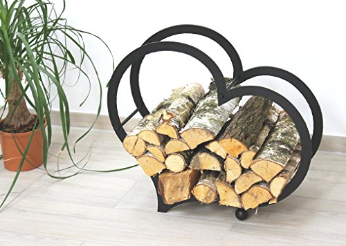 DanDiBo Kaminholzregal Herz Kaminholzständer 65 cm Holzkorb Kaminholzhalter Holzregal - 2