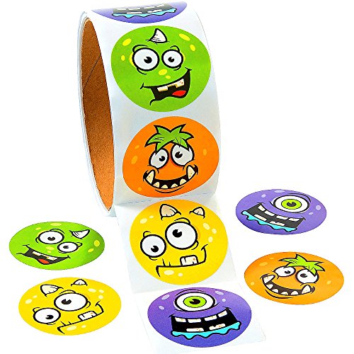 German Trendseller® - 100 x Monster Sticker auf der Rolle ┃ Monster Truppe ┃ Mitgebsel ┃ Verschiedene Monster ┃ Diese Lustige Monster Truppe kann man Super Stickern