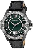 Seiko – sur805p1 Damen-Armbanduhr 045J699 Analog grün – Armband Leder Schwarz