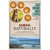 Iams Naturally Kabeljau, Nassfutter mit Kabeljau für erwachsene Katzen, Probiergröße, Einzelbeutel (1 x 85 g)