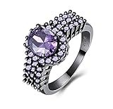 Adisaer Ring Silber 925 Zirkonia Ring Gold Modeschmuck Damen 925 Sterling Silber Ringe 14K Vergoldet Schwarz Diamant Cluster Strass Lila Größe 54 (17.2) Valentinstag Süß Ring Für Mädchen