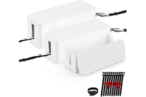 powerking Cable Management Box, Cable Organizer for Hide and Conceal Power Strips and Electrical Cords,Cord Organizer Made from Safe ABS Material (Large+Middle+Small, White)