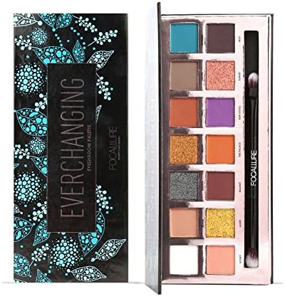Niceyo Eyeshadow Palette Cosmetic Long Lasting Waterproof Makeup Palettes Set with Free Brush 14 Color FA49-F
