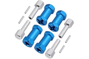 CENPEK 4 Pack RC Wheel Spacers 12mm Hex Drive Hubs Combiner Coupler Aluminum 25mm Offset Extension for 1/10 RC Crawler Car Parts-Blue