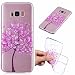 Produktbild LMAZWUFULM Hülle für Samsung Galaxy S8 / SM-G950F (5,8 Zoll) Ultra Dünn Weiche TPU Silikon Schutzhülle Lila Schmetterlingsbaum Muster Flexible Transparent Rückschale Cover für Samsung Galaxy S8