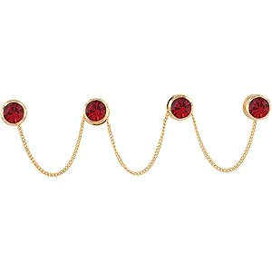 VAMA Original Round Gold Plated Kurta Buttons Studs Cufflinks With Chain for Men & Women