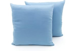 BIANCHERIAWEB Coppia Cuscini Arredo Imbottiti Tessuto Ottoman in Tinta Unita Colore Azzurro 31 40x40 Azzurro 31