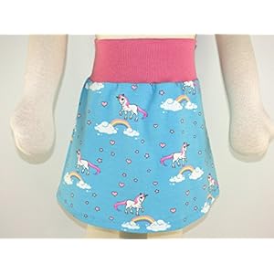 Mädchen Rock Größe 110/116 Kinder Mitwachsrock Motiv: Einhorn
