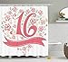 Produktbild rwwrewre 16th Birthday Decorations Shower Curtain, Floral Sweet Sixteen Typohraphy with Spring Rose Petal Image 60 * 72" Bathroom Decor with Hooks
