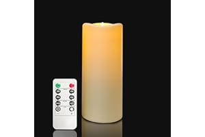 OSHINE Candela LED impermeabile a batteria, in plastica, senza fiamma, elettrica, per esterni, con timer remoto, lanterna tremolante realistica, decorazione per feste di Natale, regali