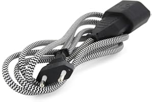 Rallonge électrique Textile 1.5m - Blanc et Noir - Chacon