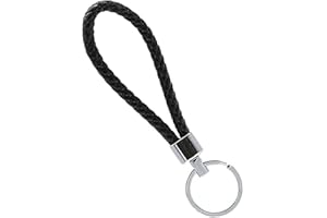 saizone Breloczek do kluczy samochodowych, sztuczna skóra, breloczek do kluczy samochodowych, breloczek do kluczy z kółkiem ze stali nierdzewnej, dla mężczyzn i kobiet (czarny), czarny, 11.5cm