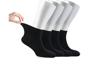Cosyfeel® Women Loose Diabetic Socks | 4-Pack Neuropathy Ankle Socks for Ladies | Super Soft Eco-Friendly Bamboo Material | Durable with Seamless Toe | Multicolour Patterns | 4 Seasons
