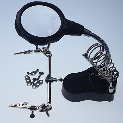 EMOTREE 3,5/12 Fach Dritte Hand Vergrößerung LED Lupe mit Halter Klemmen Platinenhalter Löthilfe Arbeitsplatz Tischlupe - 7