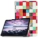Produktbild LingDan Schutzhülle für Samsung Galaxy Tab A T590/T595 (10,5 Zoll) Tablette PU Leder Flip Cover Farbgitter Muster mit Tri-Fold Ständerfunktion und Magnetverschluss Funktion und Auto Aufwachen/Schlaf Funktion Ledertasche (Farbmalerei 05)