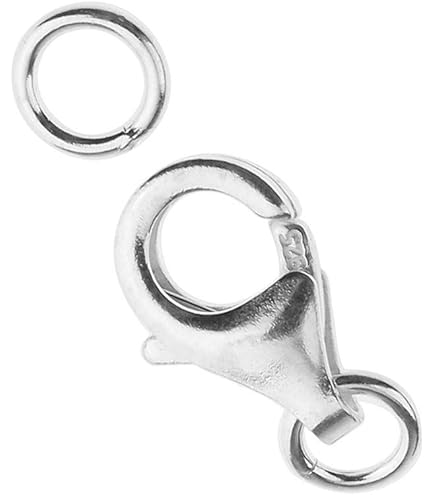 NaturSchatulle - Doppia chiusura a moschettone, 100% argento Sterling 925, 1 pezzo, chiusura per gioielli, 22 mm, chiusura a moschettone