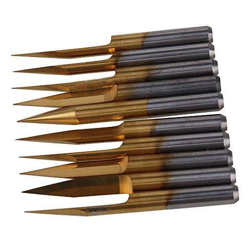 BQLZR 0,1 mm Klingen titannitriert 3,175 mm Hartmetall Gravur Bit 20 Grad CNC PCB Router Tool Pack 10 - 2