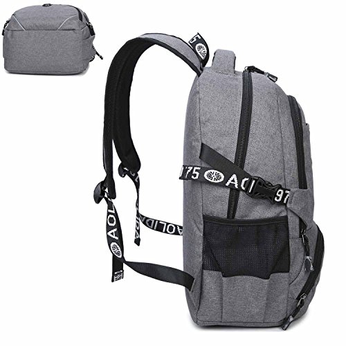 Neuleben Wasserabweisend Rucksack mit USB Port Business Laptoprucksack f  r 15 6 Zoll Schulrucksack f  r Damen Herren  Grau 