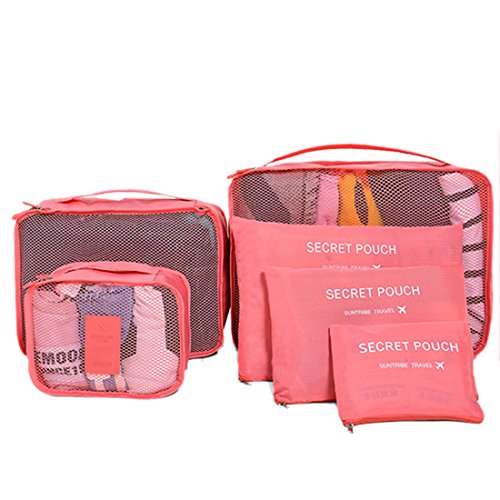 Teckpeak Topist 6 sacchetti da viaggio vestiti imballaggio cubo bagagli Organizer Pouch Bagaglio accessori, valigia, viaggio e campeggio - Anguria Rosso