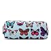 Miss LuLu Women Girls Canvas Students Pen Pencil Case zipper Bags Cosmetic Travel Makeup Bags Pouch Box (Butterfly Blue)