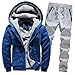 Produktbild Riou Herren Strickjacke Cardigan Beiläufige DünneStrickpullover mit Kapuze Kapuzenpullover Pullover Männer Hoodie Winter warme Fleece Zipper Sweater Jacke Outwear Mantel (M, Blau B Set)