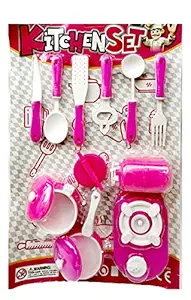ANANYA Kitchen Set for Kids Girls Toys Non Toxic BPA Free Material Play Set with Spoon Mixture Bowl Spoon Toys for Girls BPA Type Toys Pack of 10