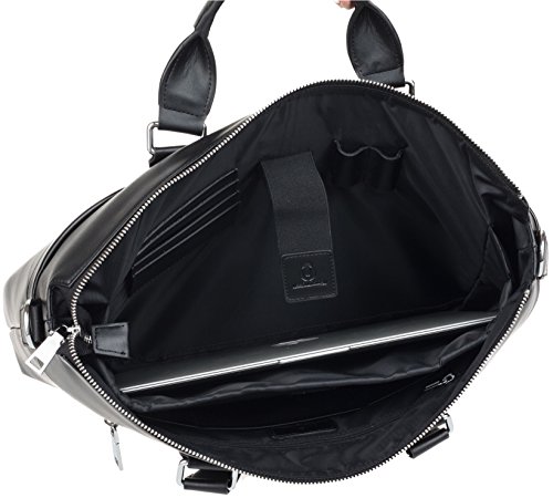 Laptoptasche aus Leder f  r Herren oder Damen - passend f  r 13 14 15 Zoll Laptops MacBooks - 2 Farben  Schwarz