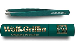 Wolf & Griffin Ultimate Precision Mini pince à épiler professionnelle en acier inoxydable pour homme et femme Vert paon