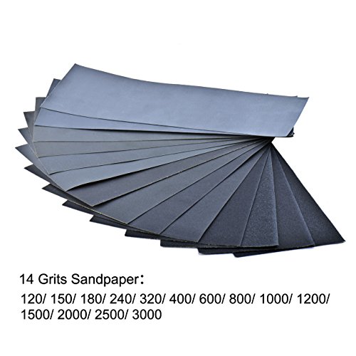 DEDC Schleifpapier Nass- und Trocken-Schleifpapier 28er-Pckg, 230 x 90mm, Körnung 120/150/180/240/320/400/600/800/1000/1200/1500/2000/2500/3000 - 3