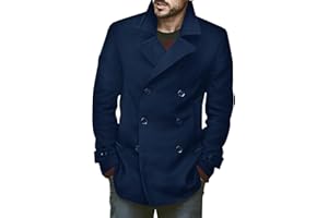Runcati Abrigo clásico de doble botonadura para hombre Slim Fit Gabardina Casual Chaqueta larga de invierno cálido ropa de negocios