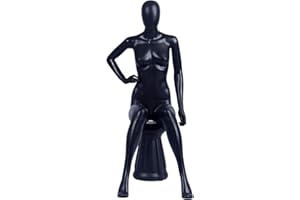 EUROHANDISPLAY FC-66B - Manichino da donna, nero opaco, senza viso, braccia e testa, manichino da donna