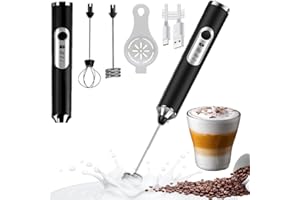 YOPOTIKA Mousseur à lait électrique, USB - Fouet méélectrique - 3 vitesses réglables - En acier inoxydable - Pour café, cappuccino, latte, chocolat chaud