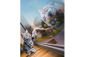 DCIDBEI Square Drill Diamond Painting Katze Tiger 40x50 cm Diamond Painting Quadratische Steine Katze Diamant Painting Bilder Erwachsene Tiere Diamond Painting katzen Spiegelbild Kristall Kreuzstich