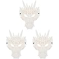 Excefore Dragon Mask, 3PCS Cosplay Mask Dragon's Head Mask, White Dragon Animal Mask Party Masquerade Cosplay Costume Accessory (White)