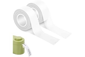 HEMIKS 2 Rollen Thermo-Etikettenband, 16 mm x 4 m Kompatibel Etikettenband, Selbstklebende Etikettenband für L1/Q1/M1 Etikettendrucker – auf Größe Zuschneidbar – Weiß, Transparent