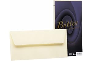 Rössler Papier 20261940 - Enveloppes DIN long, 25 pièces, vergé, doublées, ivoire