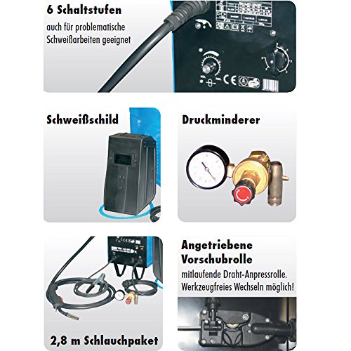 Güde Schutzgas Schweißgerät MIG 155/6W inkl. 5 kg Schweißdraht und Schweißhelm - 2