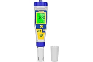 UIUZMAR Misuratore Salinità Acqua Piscina, Misuratore Digitale di pH e Sale per Piscina, Schermo Più Grande, 5 in 1 Misuratore di pH/Sale/EC/TDS/Temp per Idroponica, Acquario, Spa, Acqua, Liquidi