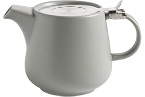 ‎MAXWELL & WILLIAMS Maxwell & Williams AY0299 Teekanne Hellgrau 1200 ml, Serie Tint - Porzellan, Edelstahl klassisch - Sieb