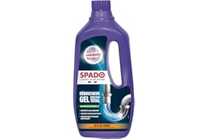 SPADO - Déboucher Gel - Bouchon total eau stagnante - Compatible fosses septiques- Détruit les odeurs - soude minérale concentrée 30% - action dès 15min - 1 L -