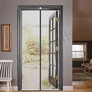 LifeKrafts Polyester Magnetic Mosquito Net for Door | Mosquito Curtain for All Door Types & Sizes | Auto-Closing Insect Screen to Keep Mosquito Out (210x100 cms, Grey)