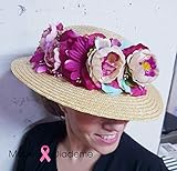  Mabel Diademe canotiers sombrero paja natural bodas ceremonia invitada coctel bodas tocados complementos pelo mujer flores corona dorada mujer rosa morado accesorios novia combinable sombrero y corona