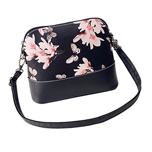 Preisvergleich Produktbild Damenhandtaschen Ronamick Frau Drucken Schulter Tasche Leder Geldbörse Satchel Messenger Bag Henkeltasche Handtasche Tasche Henkeltasche Umhängetasche Schultertasche (Schwarz)