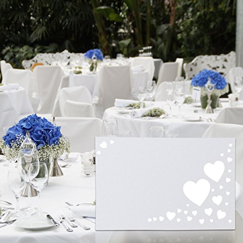 ULTNICE 50 Stück Herz hohlen Name Ort Karten Tischkarten Hochzeit Gast für Hochzeitsfeier - 2