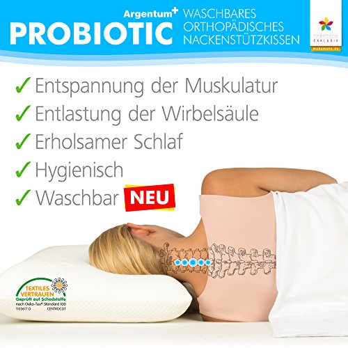 Probiotic Argentum+ 80x40cm 15cm Hoch – Orthopädisches Nackenstützkissen, aus viscoelastischem Gelschaum, mit Silberionen, inkl. 2. äußeren Schutzbezug - 2
