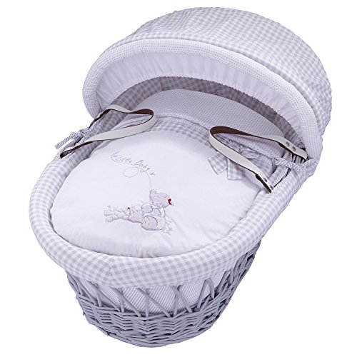 Izziwotnot Humphrey's Corner Sketchbook Baby Girl Wicker Moses Basket (Soft Grey)