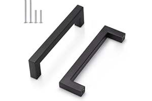 Probrico Lot de 20 poignées de meuble en acier inoxydable - 128 mm - Noir mat - Espacement des trous : 128 mm