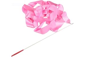 Ogquaton 1 Stück 4 Meter Rhythmische Gymnastik Tanz Bänder, Tänzer Bänder mit Wirbelnden Stäbe für Kinder Tanzen(rosa)