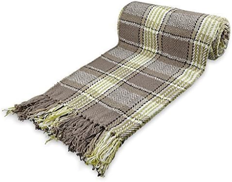 StylemyBedroom Large 100% Cotton Highland Tartan Check Sofa/Bed Throw King Size (Extra Jumbo Large) LIME